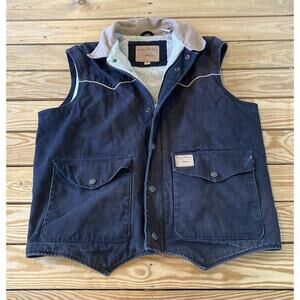 Powder River Outfitters Sherpa Lined Vest Size Medium Men’s Brown Zip/Snap Front